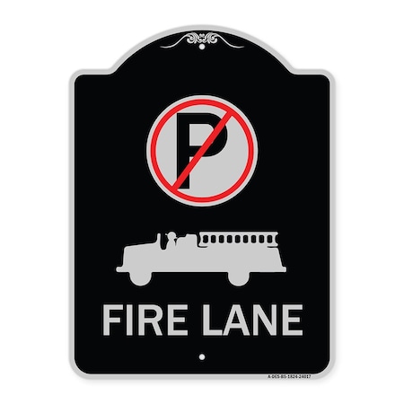 Signmission Fire Lane W/ No Parking& Graphic Heavy-Gauge Aluminum Architectural Sign, 24" x 18", BS-1824-24017 A-DES-BS-1824-24017
